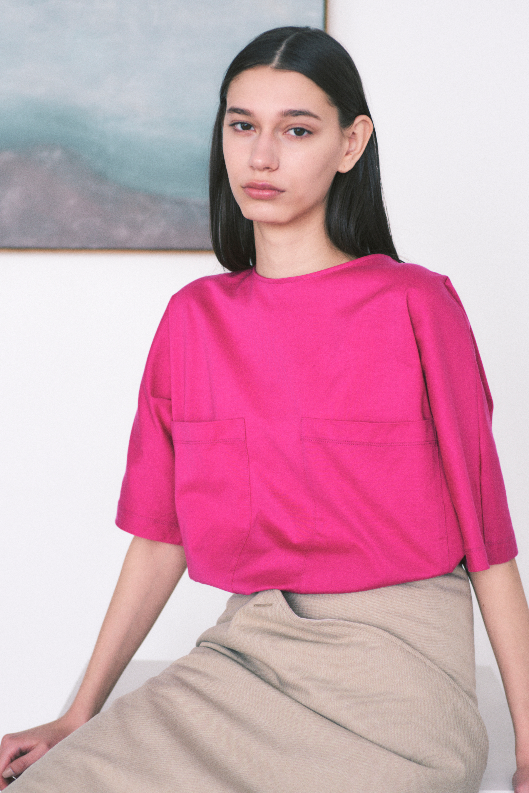 【Women】ギザコットンポケットブラウスTシャツ