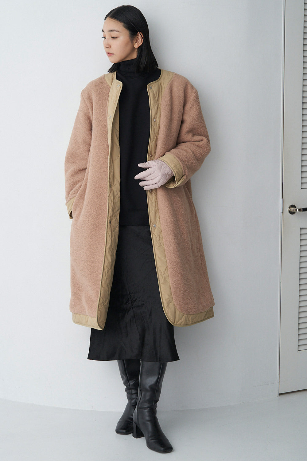 Reversible boa quilted coat - Unisex