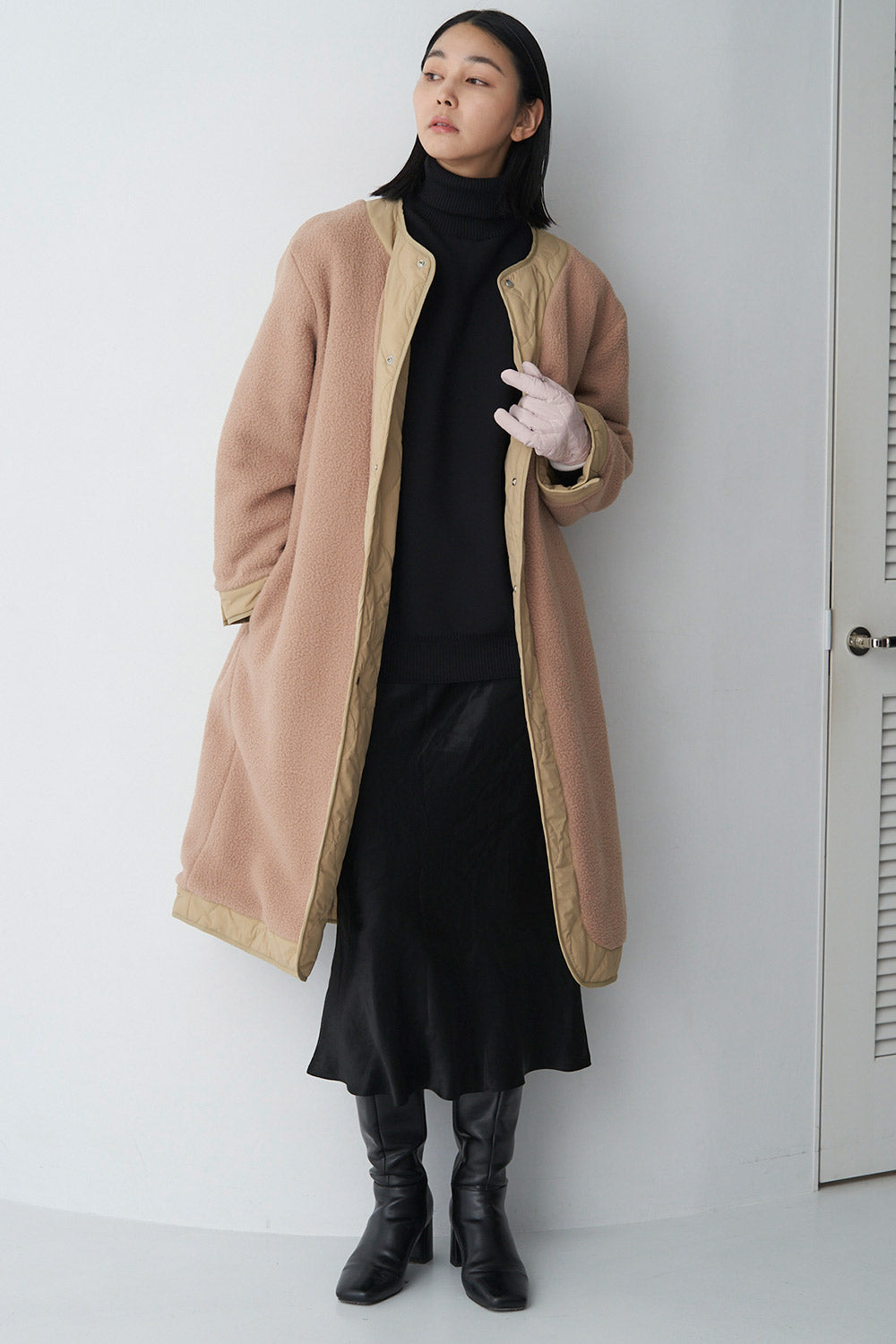 Reversible boa quilted coat - Unisex