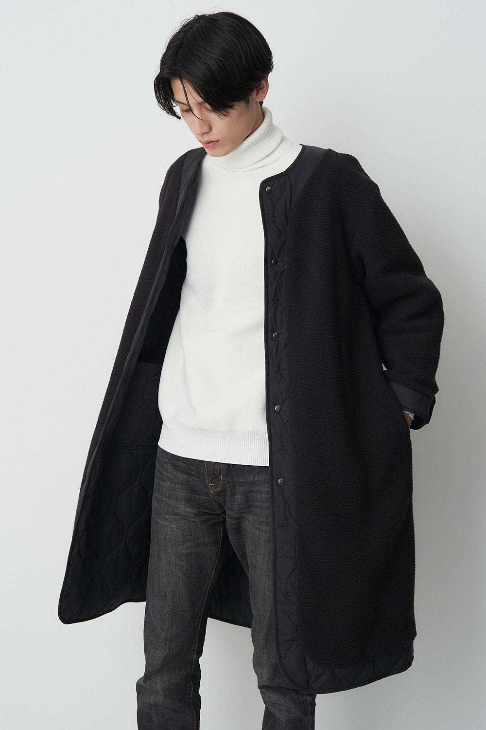 Reversible boa quilted coat - Unisex