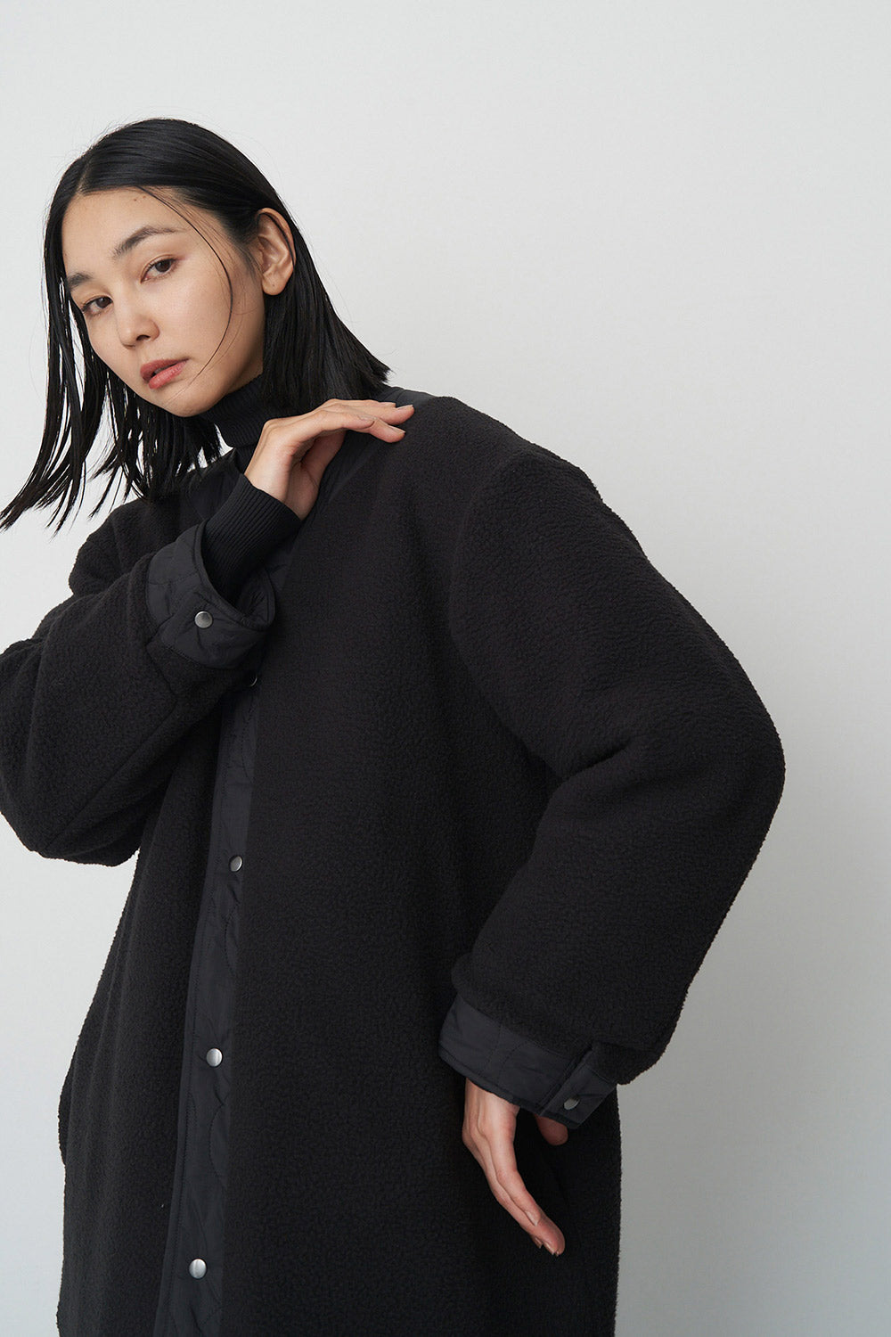 リバーシブルボアキルティングコート-Unisex