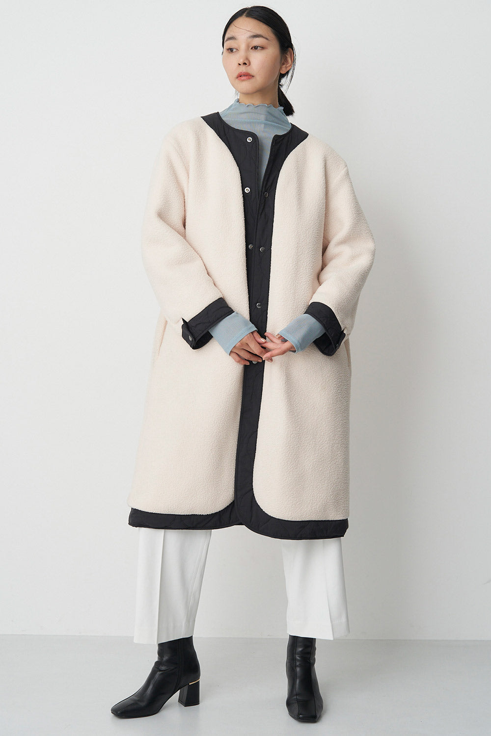 Reversible boa quilted coat - Unisex