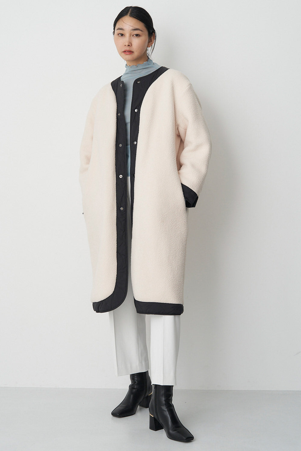 Reversible boa quilted coat - Unisex