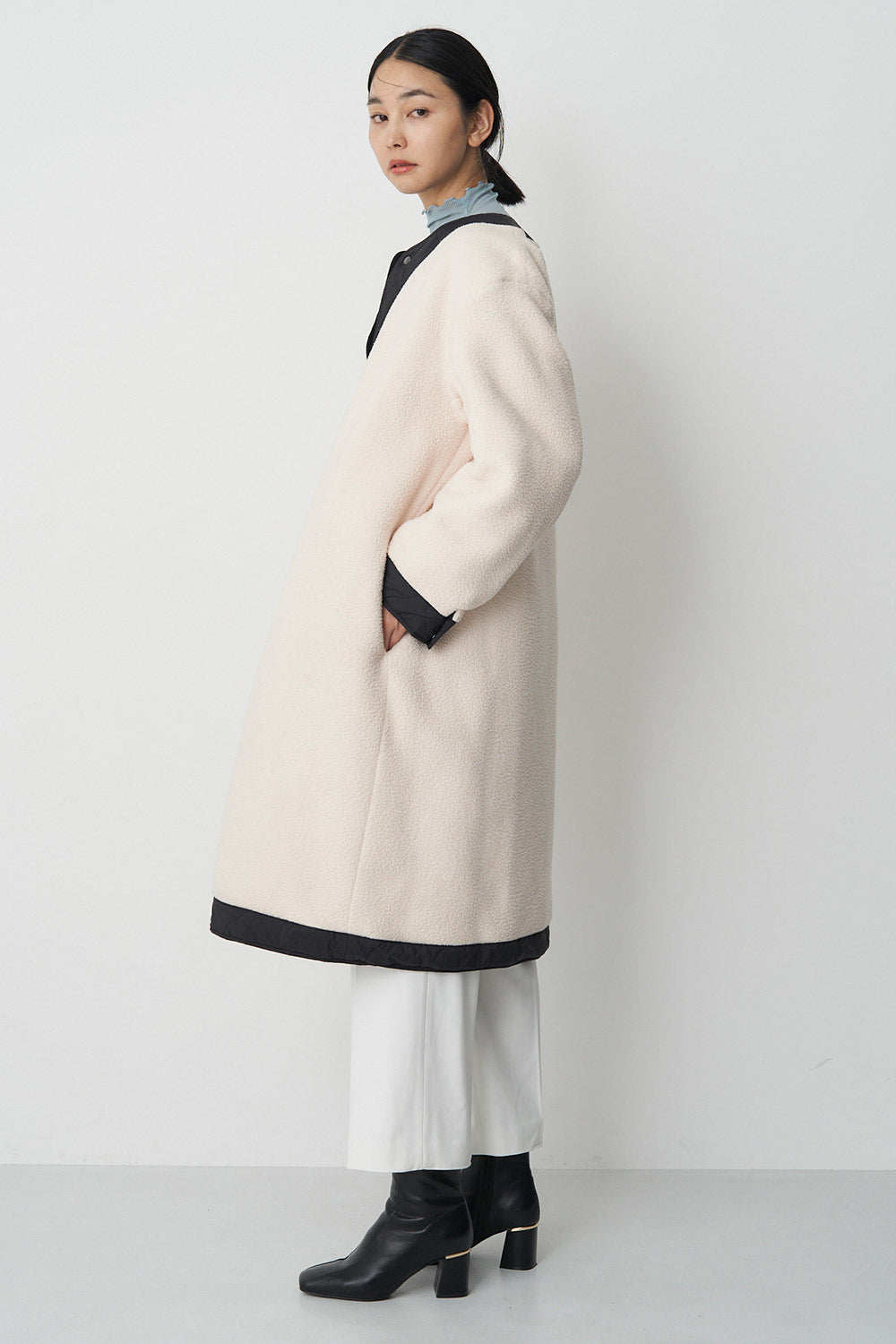 Reversible boa quilted coat - Unisex