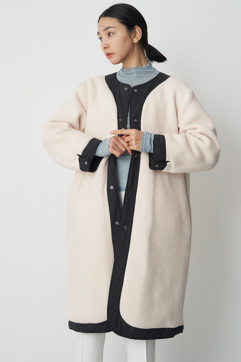 Reversible boa quilted coat - Unisex