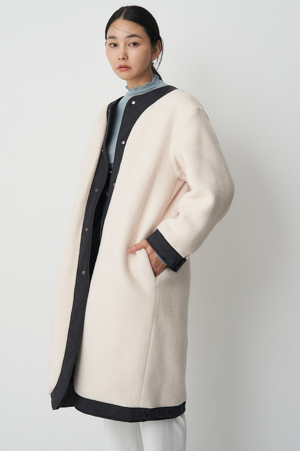 Reversible boa quilted coat - Unisex