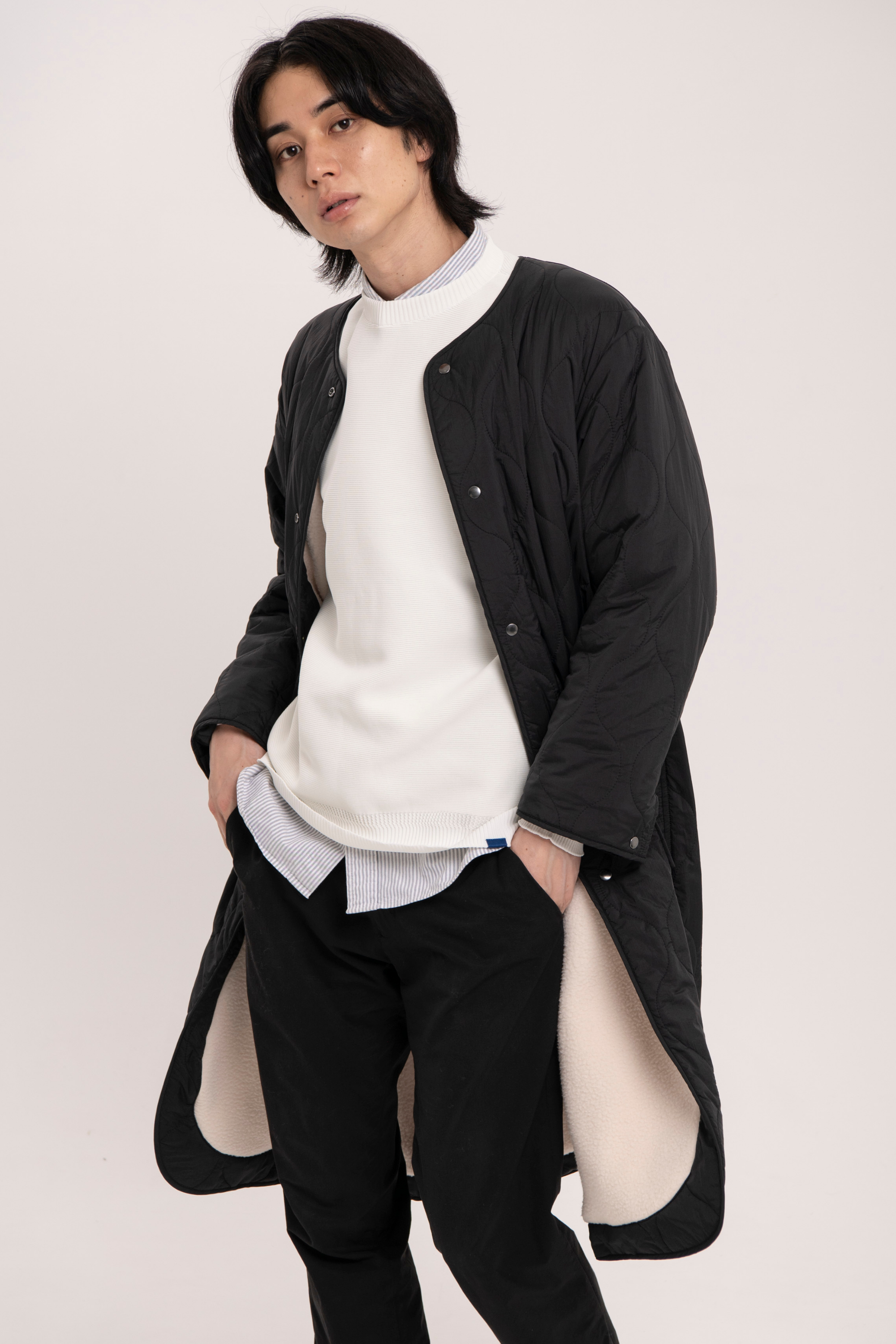 Reversible boa quilted coat - Unisex