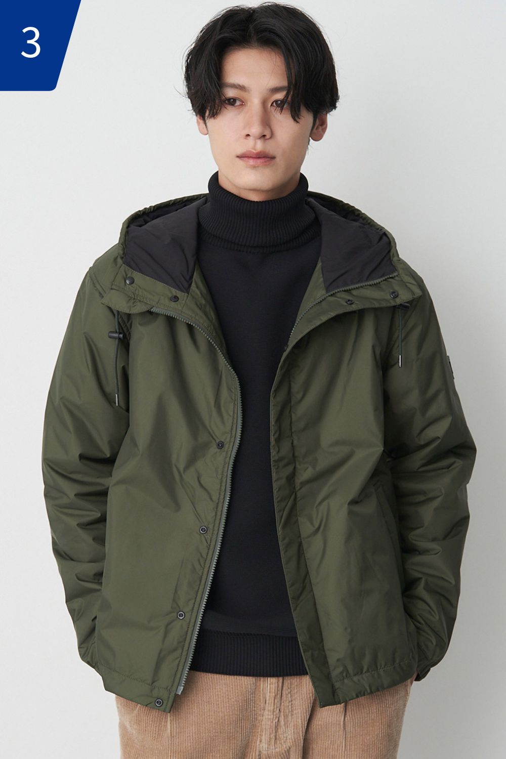 Kapok Down Hooded Jacket-Men