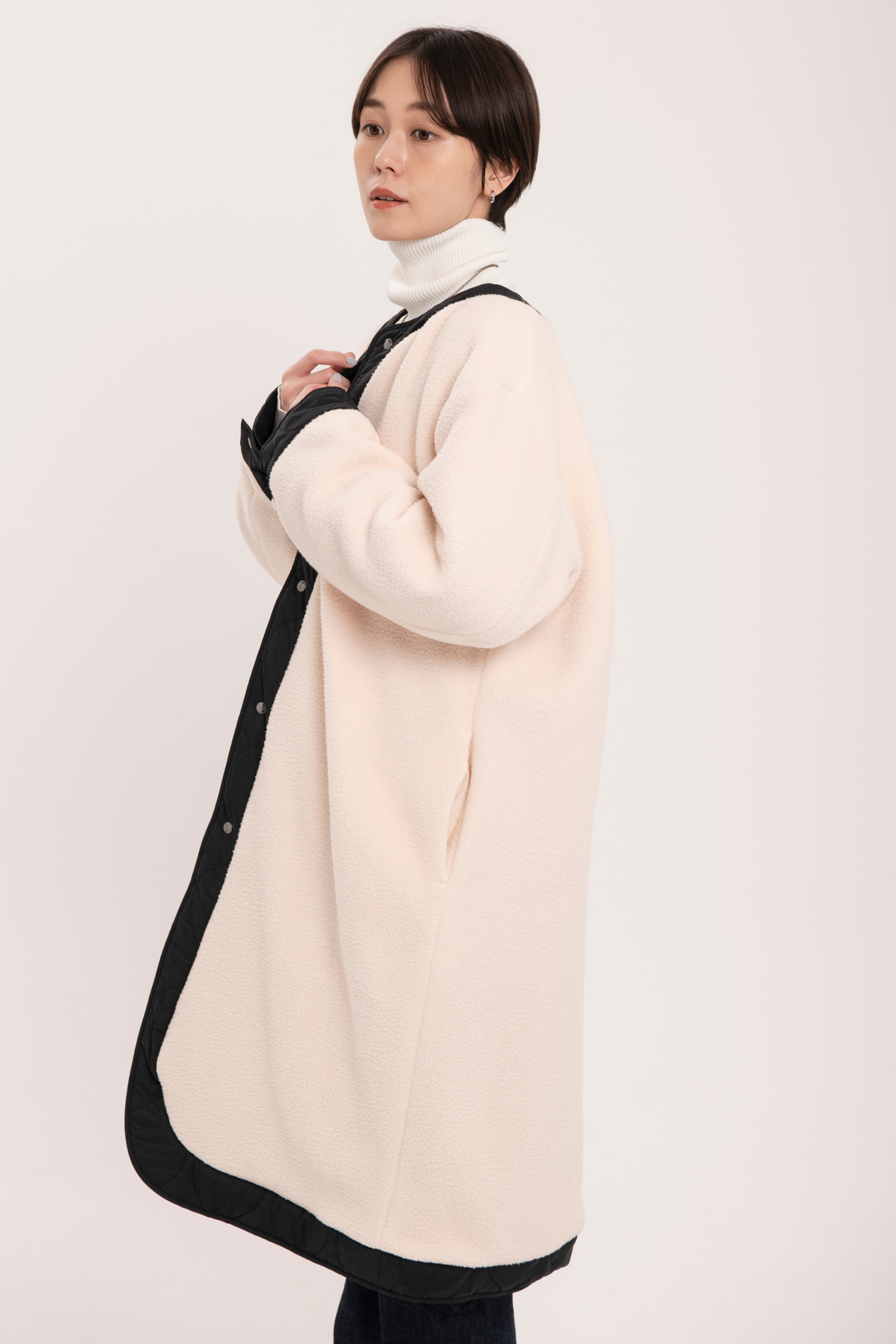 Reversible boa quilted coat - Unisex