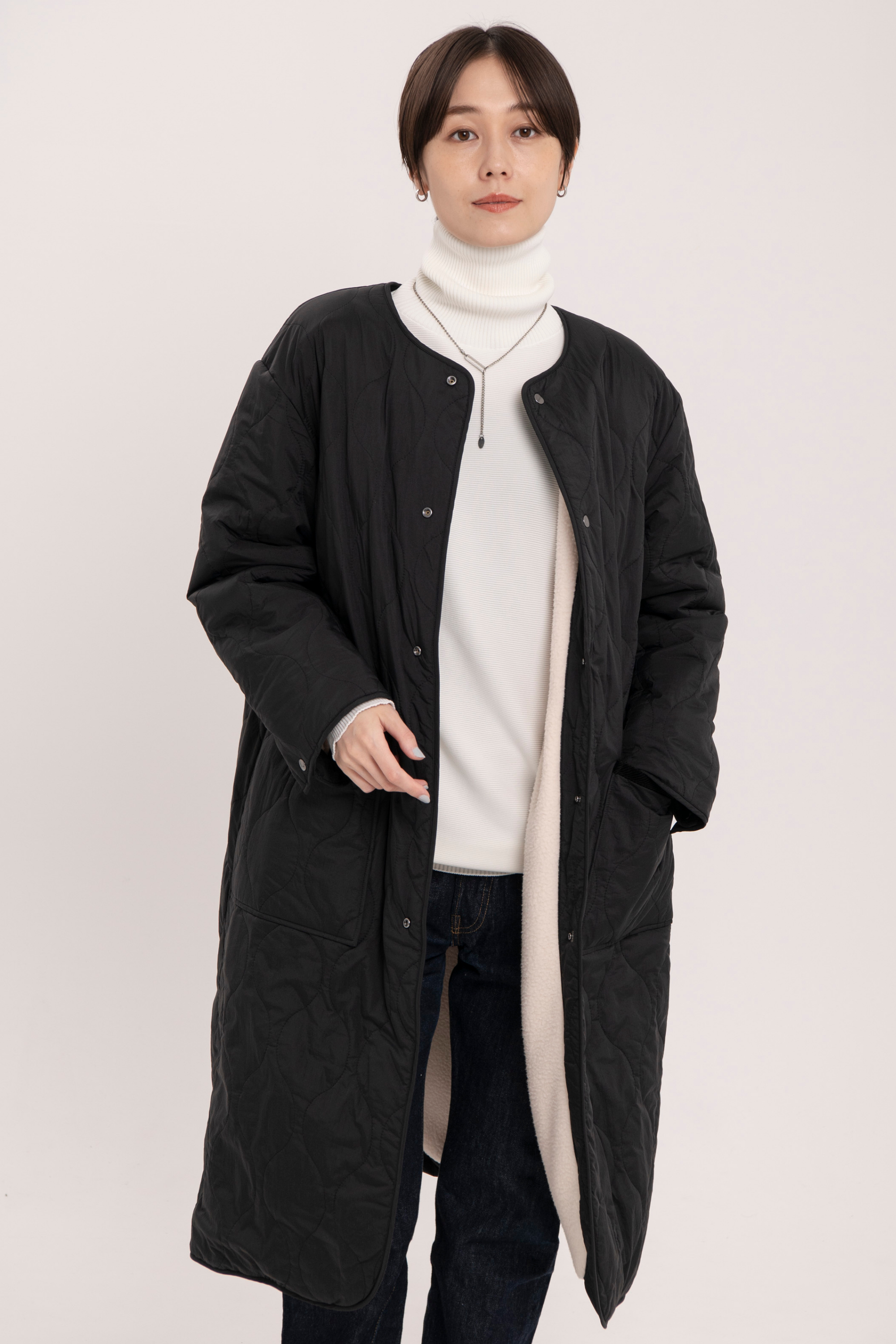 Reversible boa quilted coat - Unisex