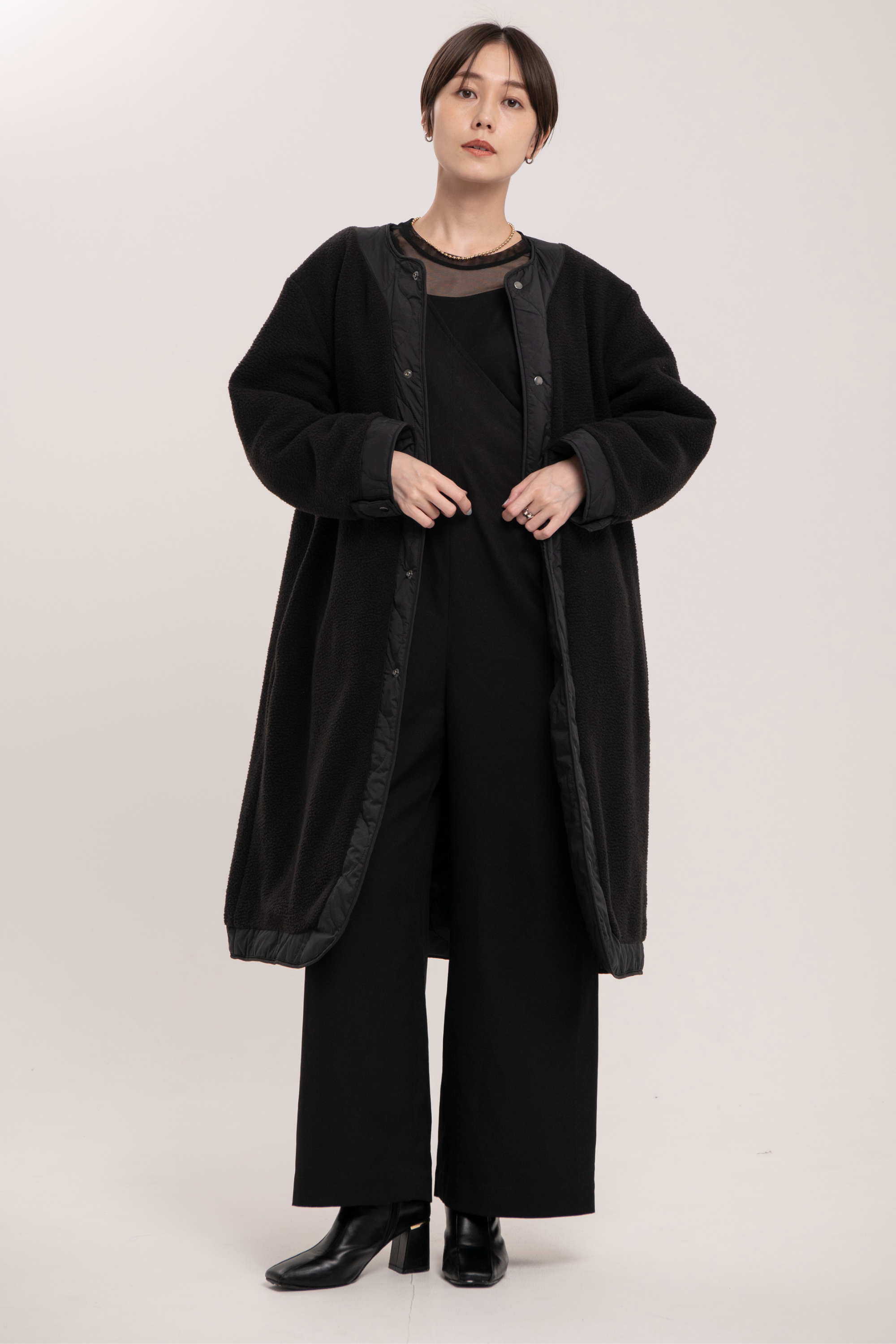Reversible boa quilted coat - Unisex