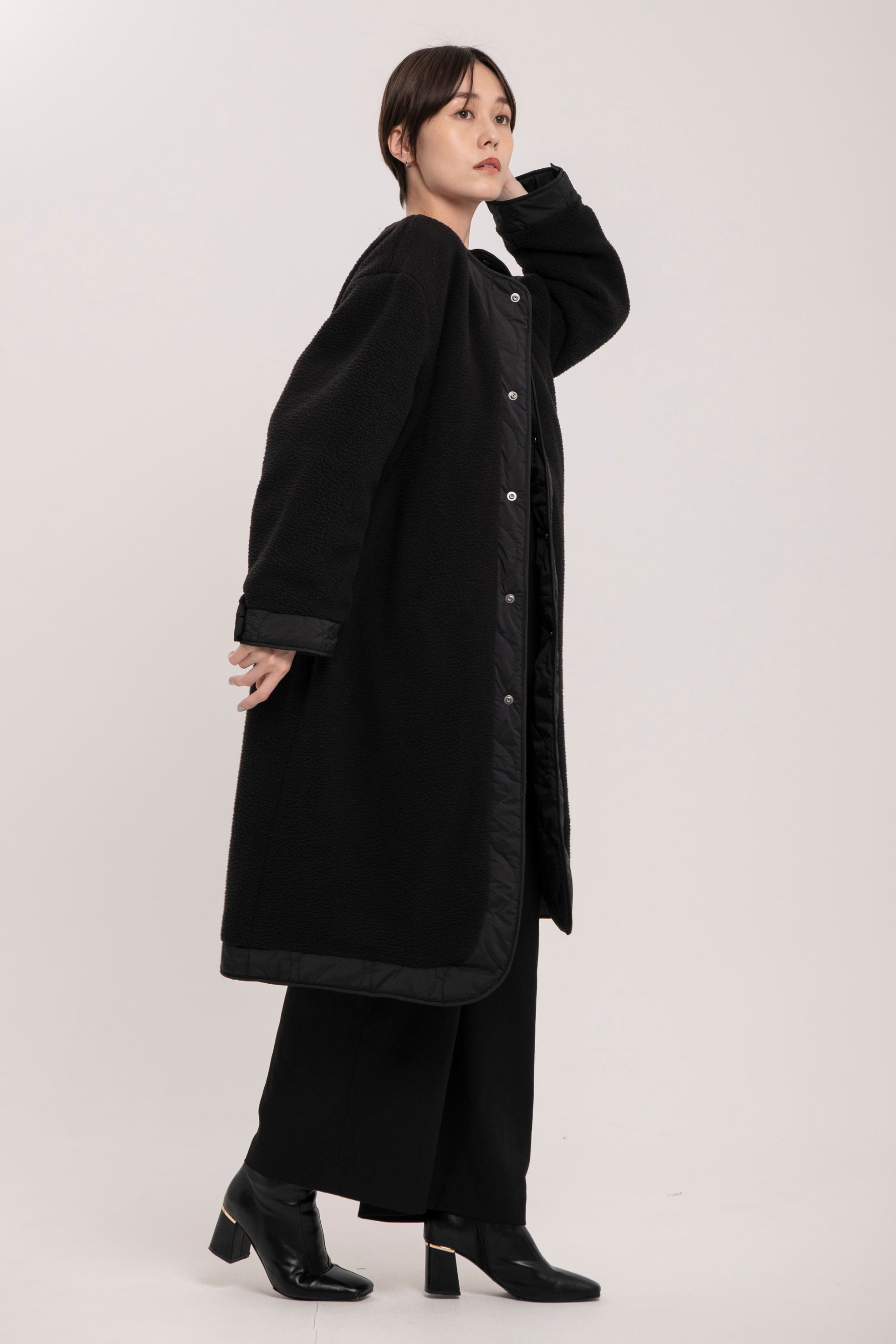 Reversible boa quilted coat - Unisex