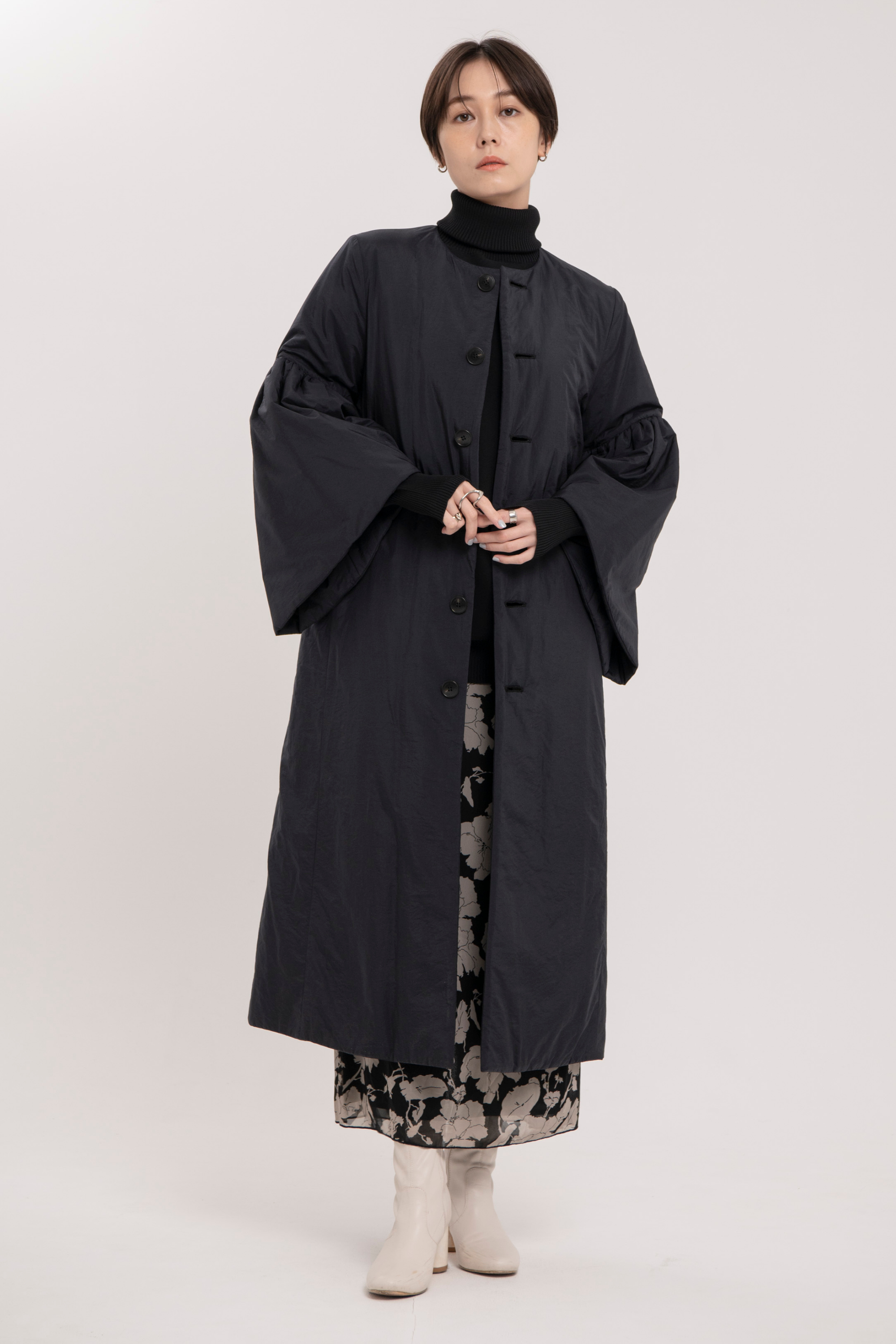 AMERI オリーブ ロングコート バルーンスリーブ AMERI オリーブ ロングコート バルーンスリーブ