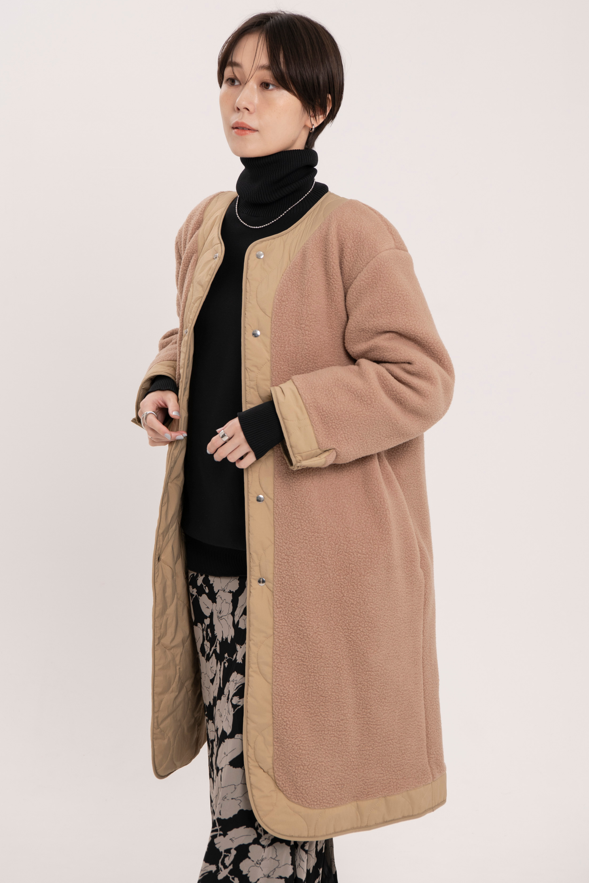 Reversible boa quilted coat - Unisex