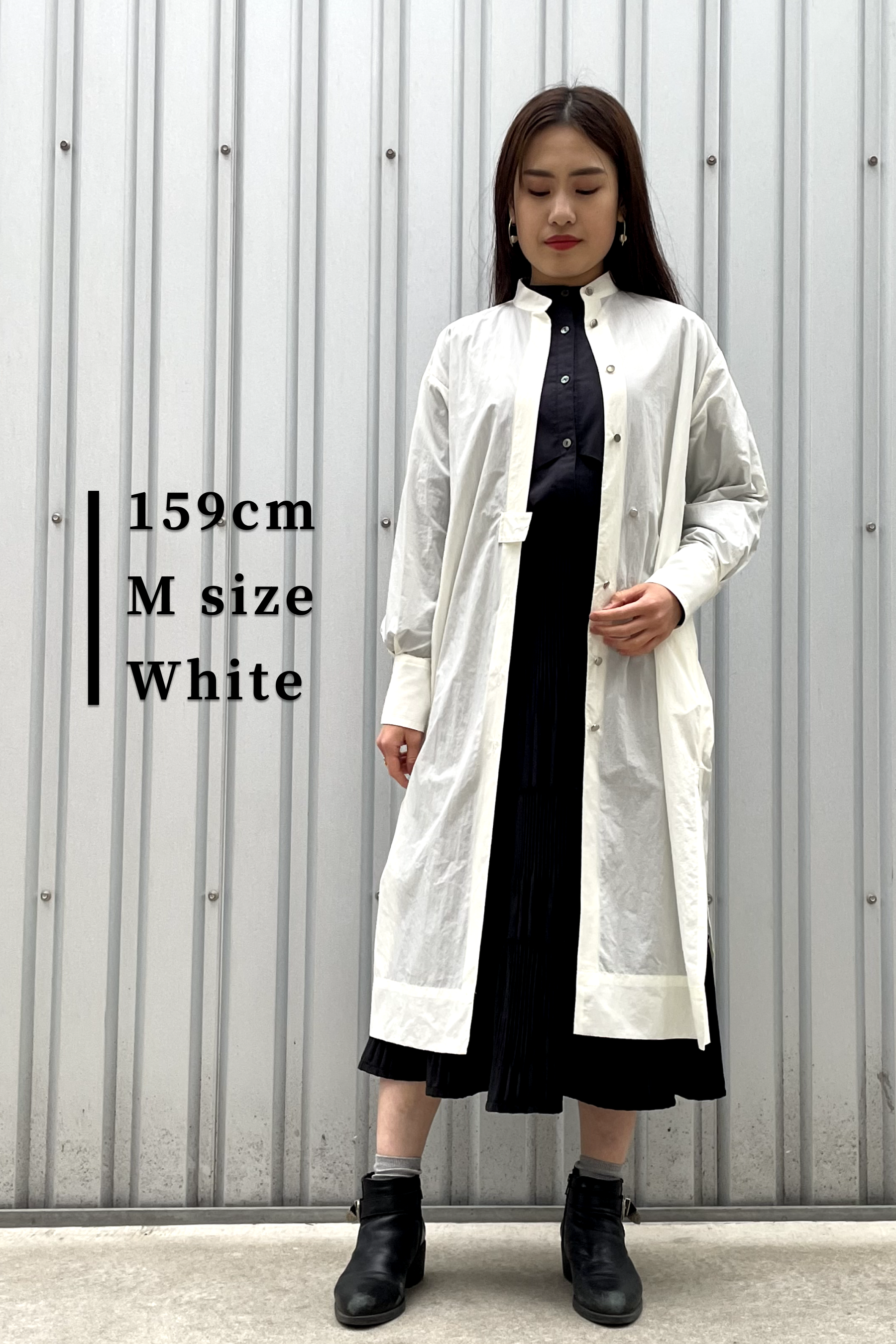 【Unisex】スタンドカラーガウンワンピース:プレーン