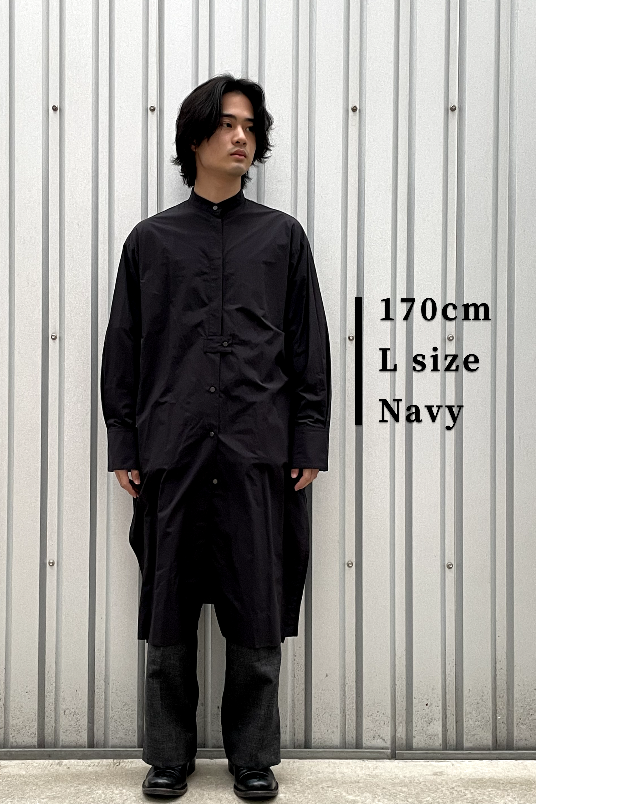 【Unisex】スタンドカラーガウンワンピース:プレーン