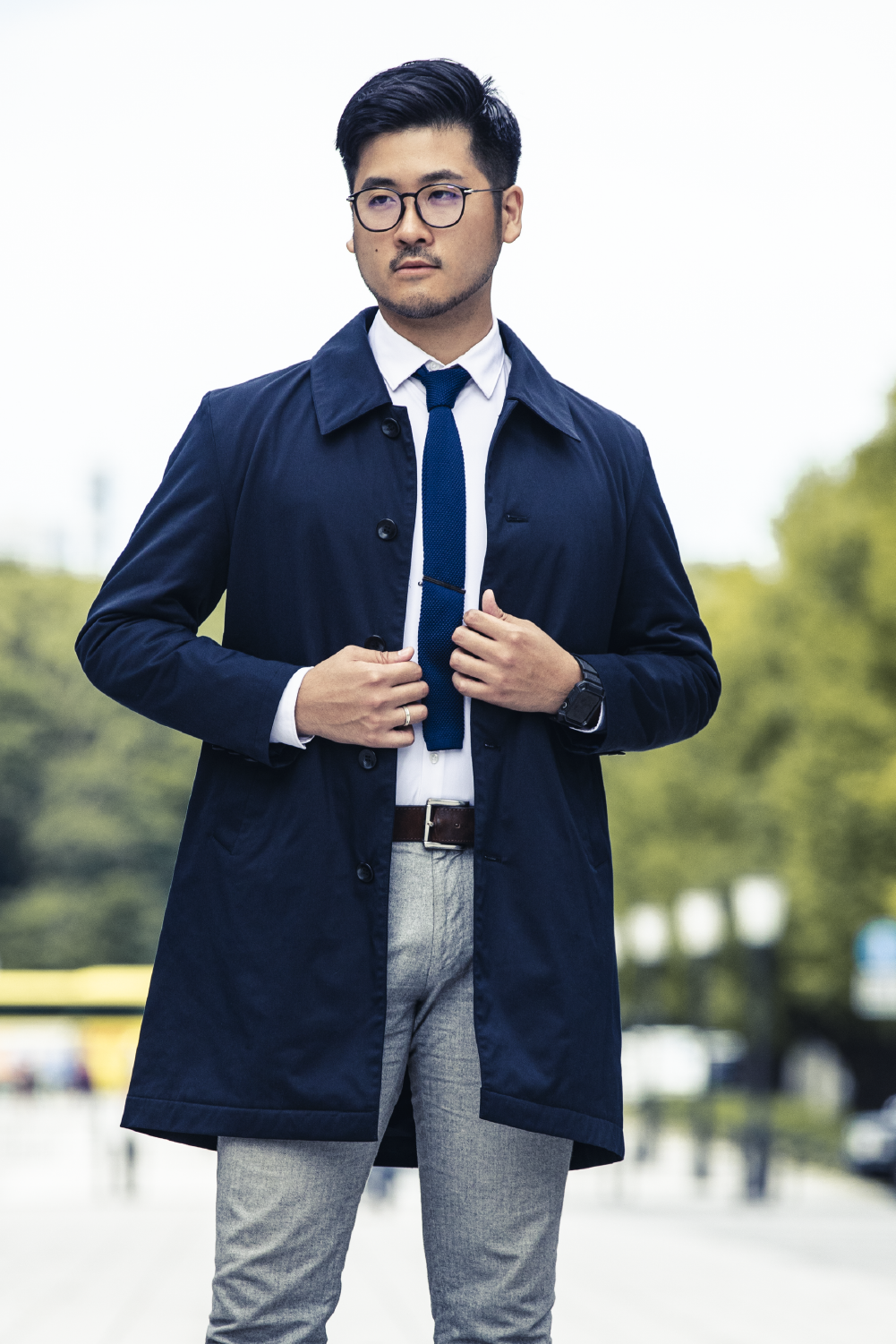 Salvatore Ferragamo ステンカラーコート ネイビー/TW350 【公式通販】 Salvatore Ferragamo ステンカラーコート ネイビー/TW350 【公式通販】