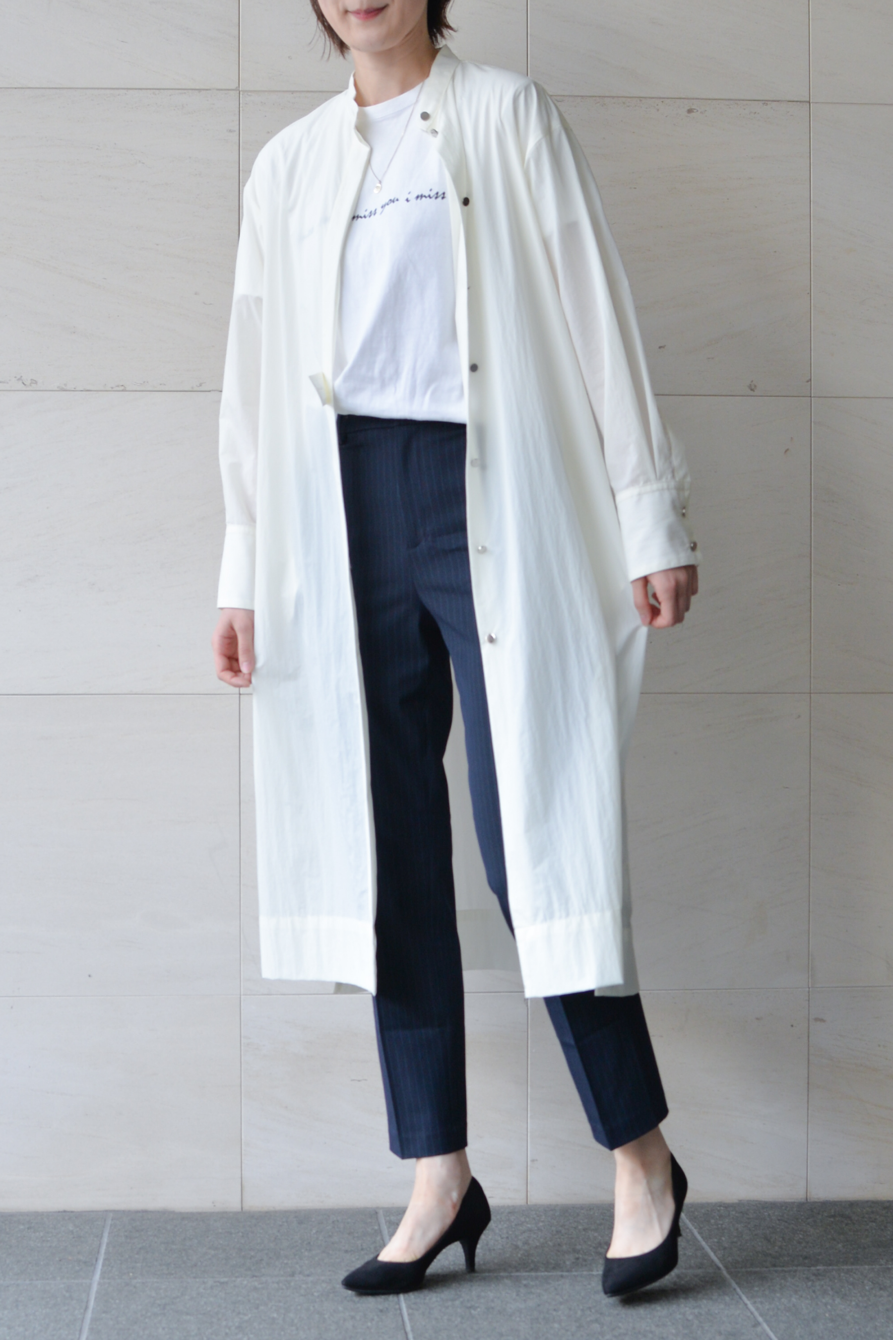 【Unisex】スタンドカラーガウンワンピース:プレーン