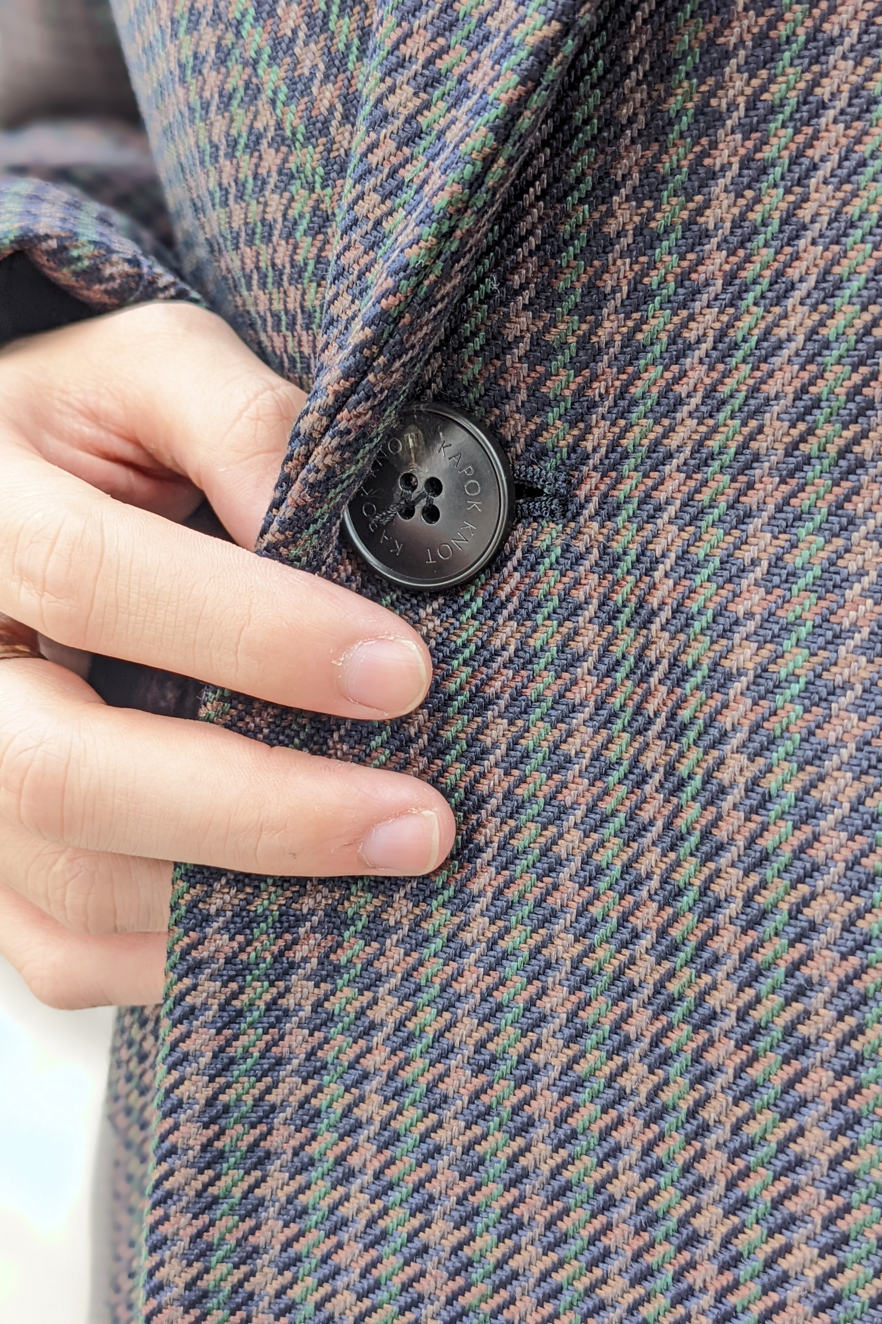 チェックチェスターコート (グリーン) -Unisex