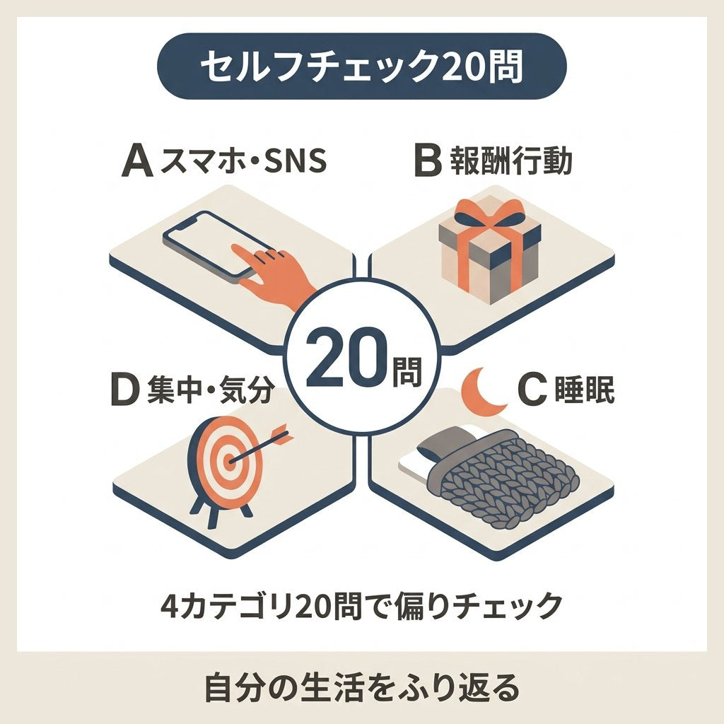 ドーパミン中毒セルフチェック20問の全体マップ