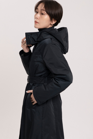 Waist Mark Parka Coat-Women 