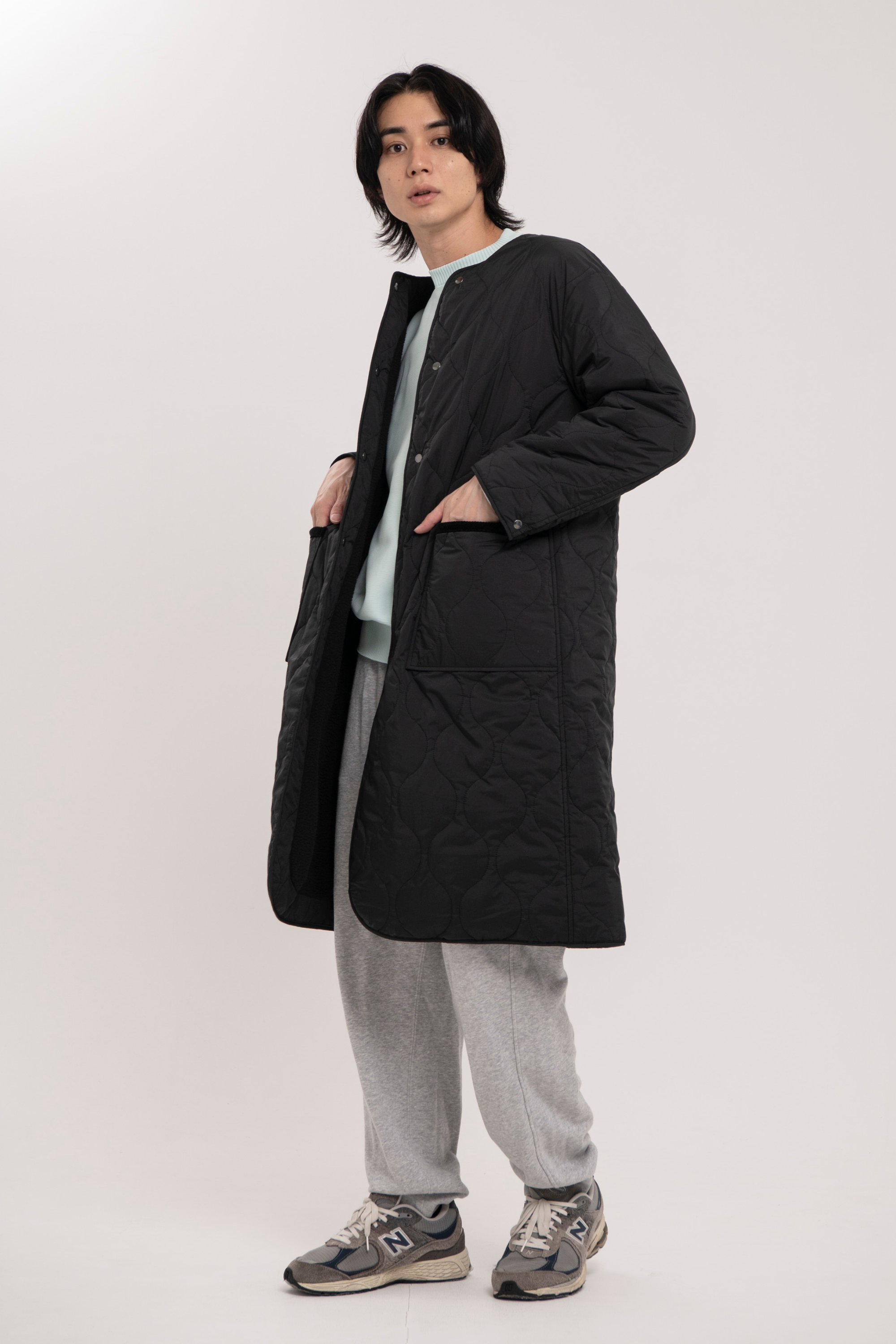 リバーシブルボアキルティングコート-Unisex