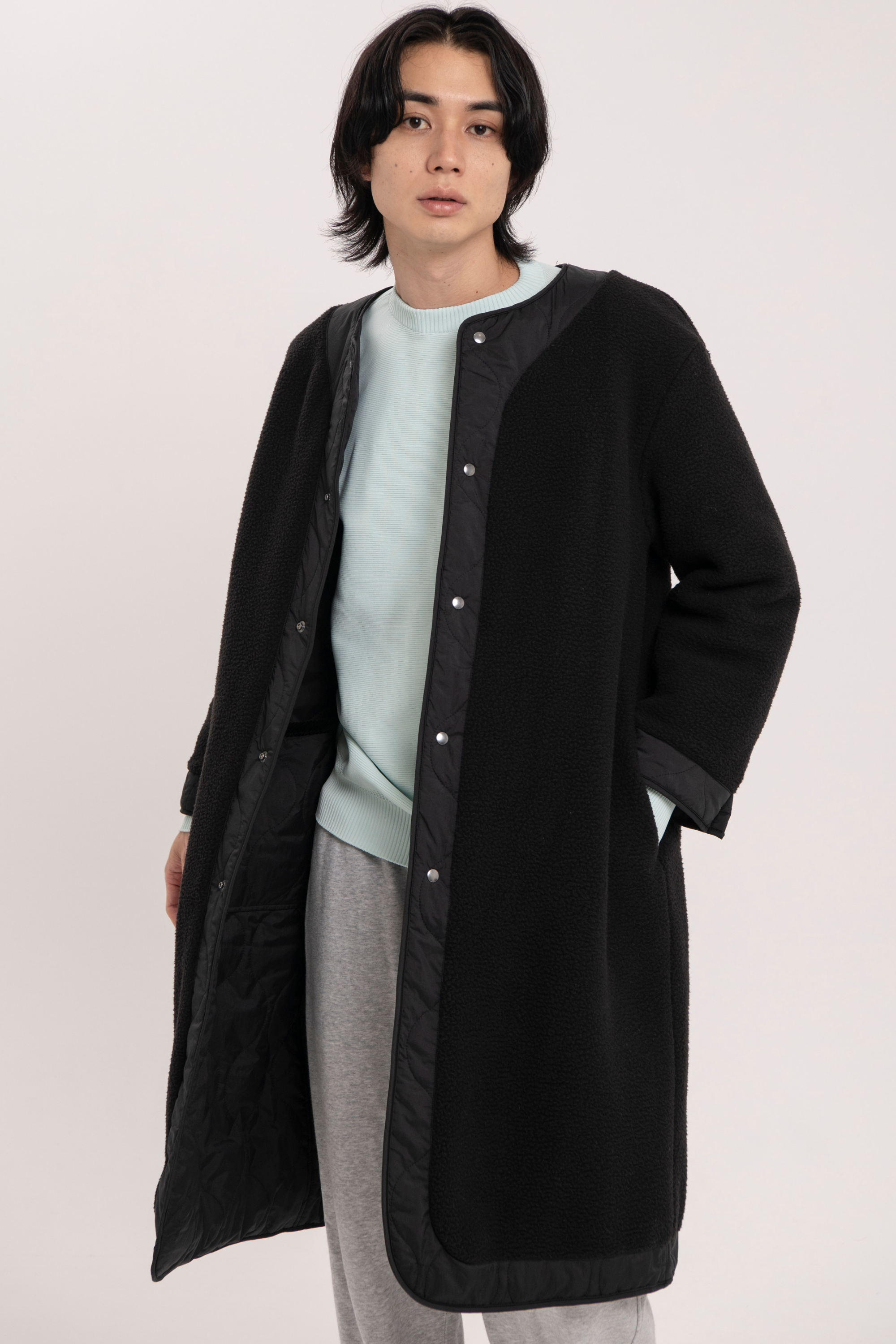 リバーシブルボアキルティングコート-Unisex