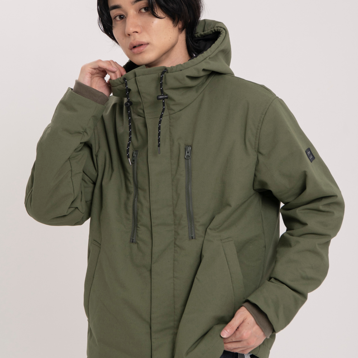 KAPOK KNOT ミリタリー調 中綿ブルゾン ジャケット ナイロン カーキ KAPOK KNOT ミリタリー調 中綿ブルゾン ジャケット ナイロン