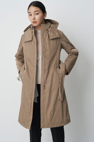 Waist Mark Parka Coat-Women 