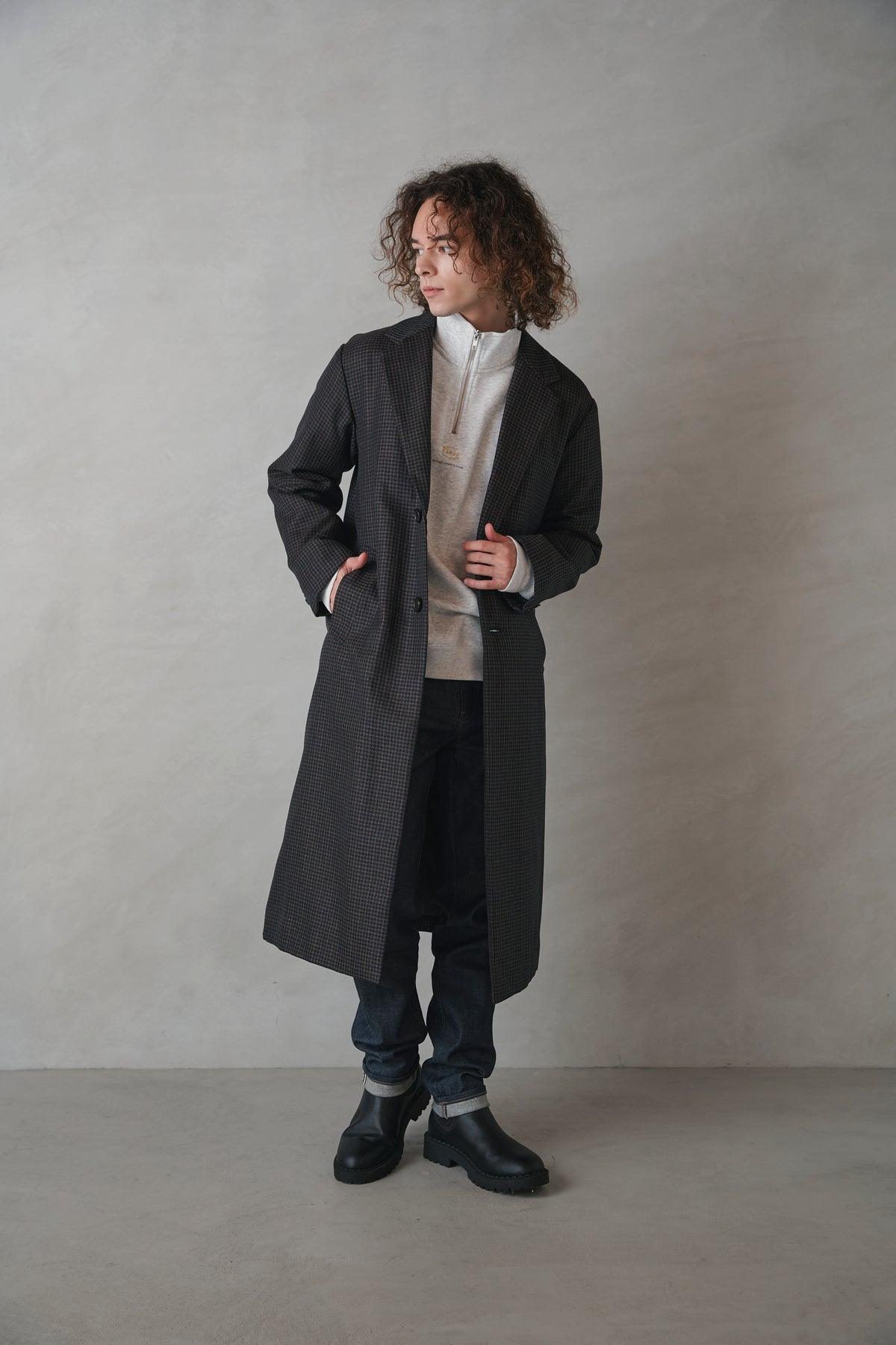 チェックチェスターコート-Unisex