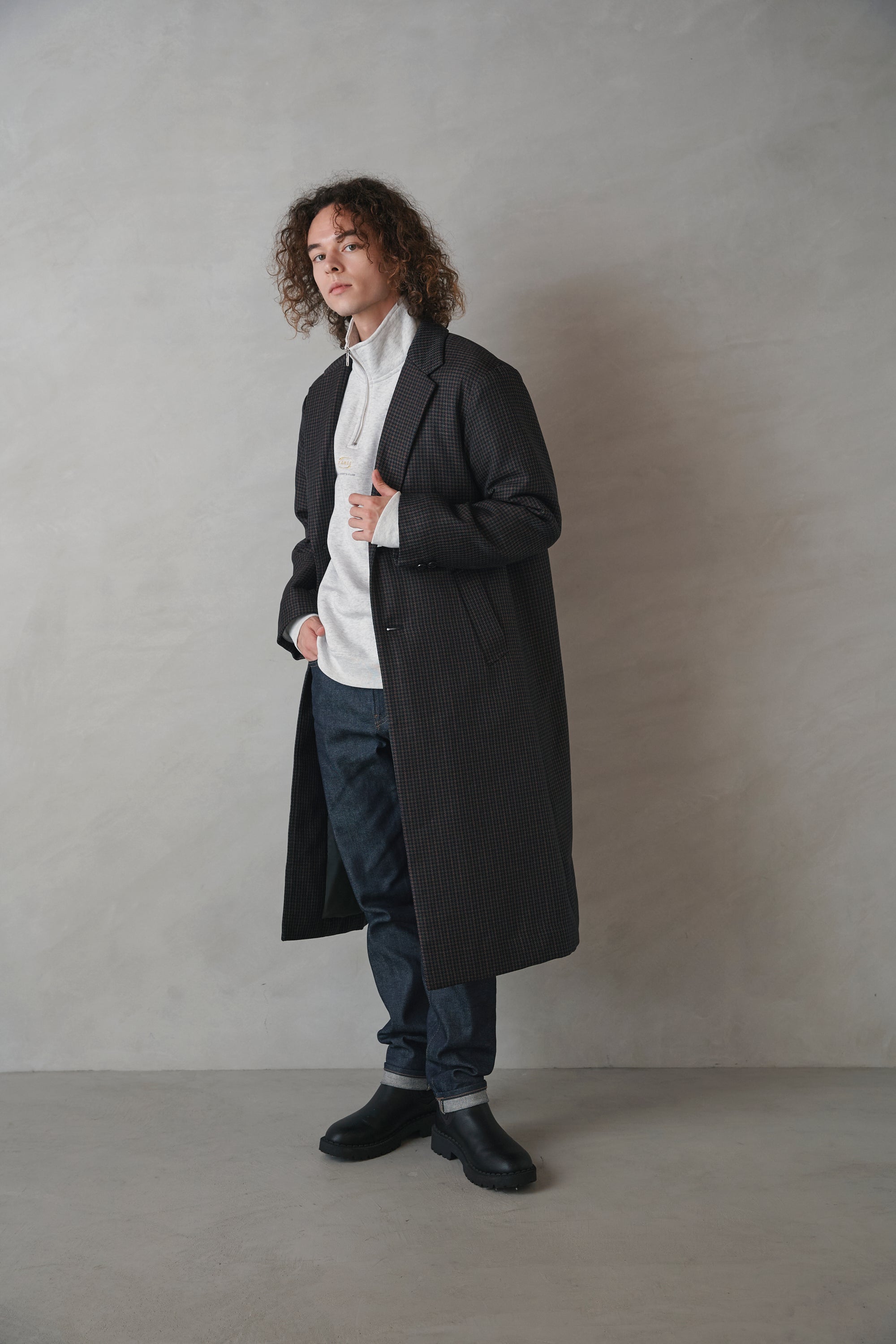 チェックチェスターコート-Unisex