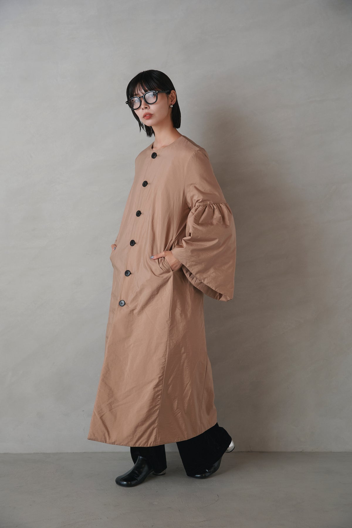 Balloon sleeve coat-Women 
