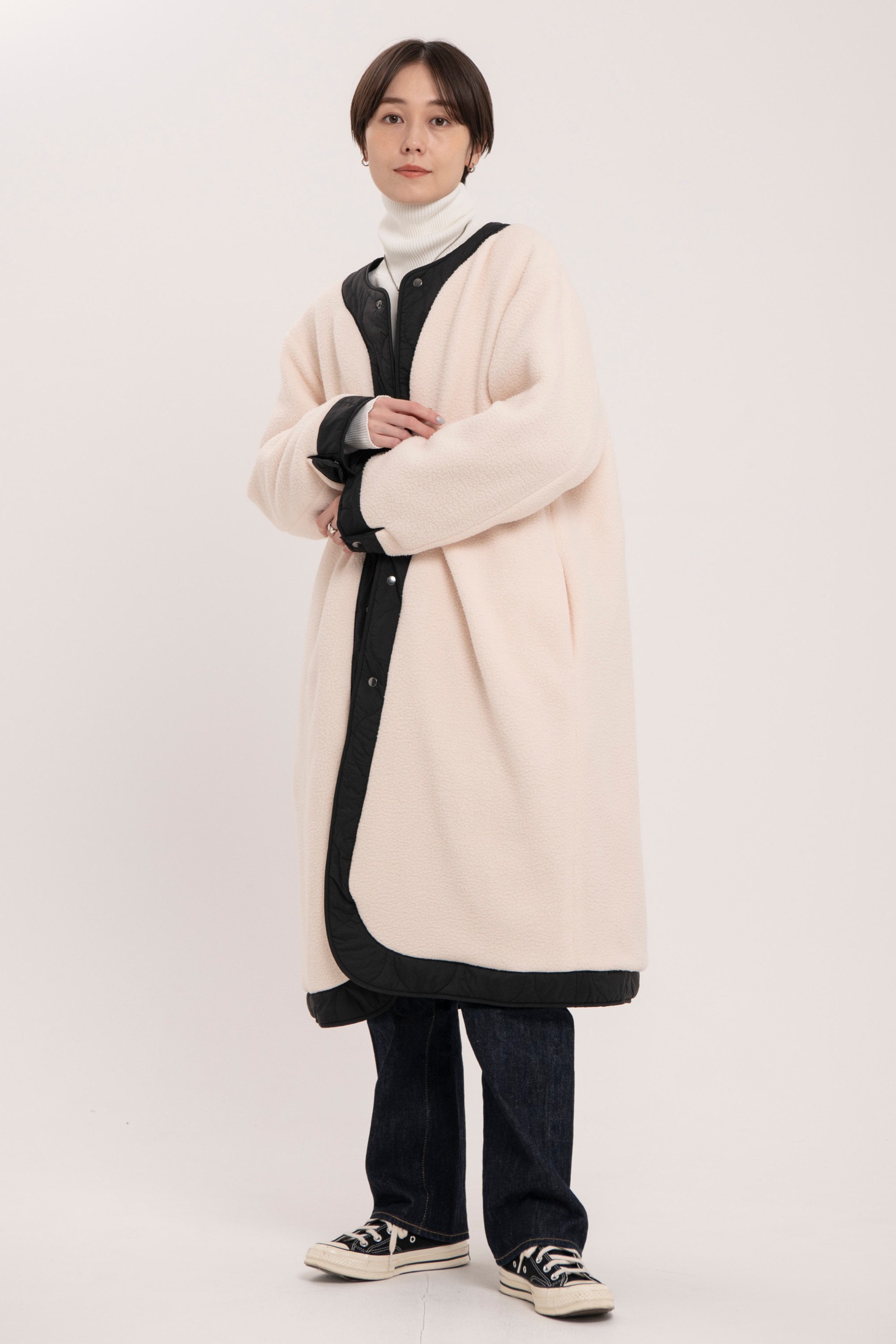 リバーシブルボアキルティングコート-Unisex