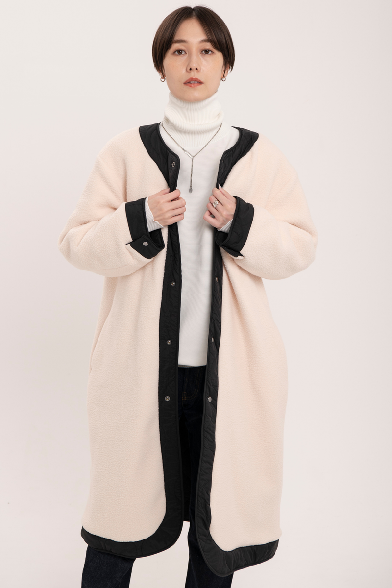 リバーシブルボアキルティングコート-Unisex