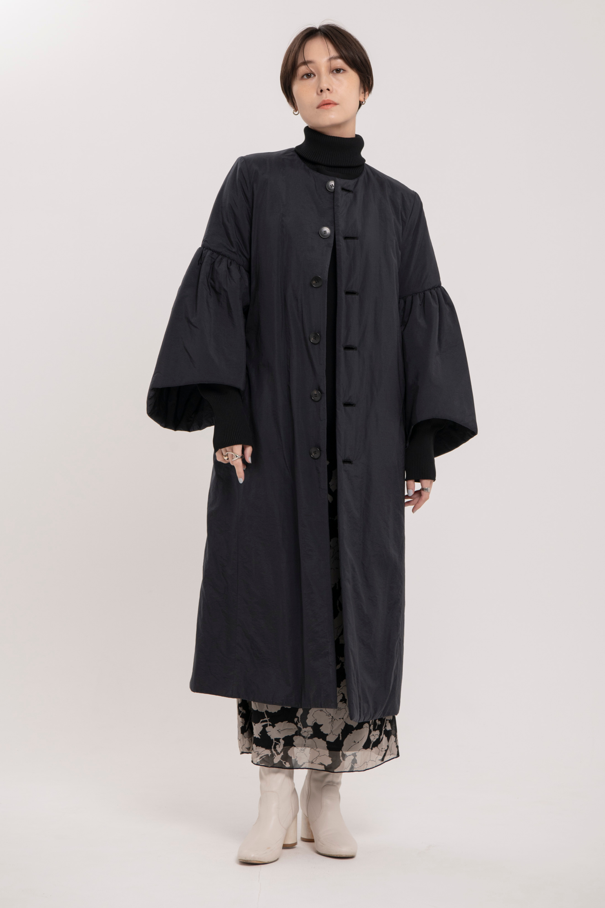 Balloon sleeve coat-Women 