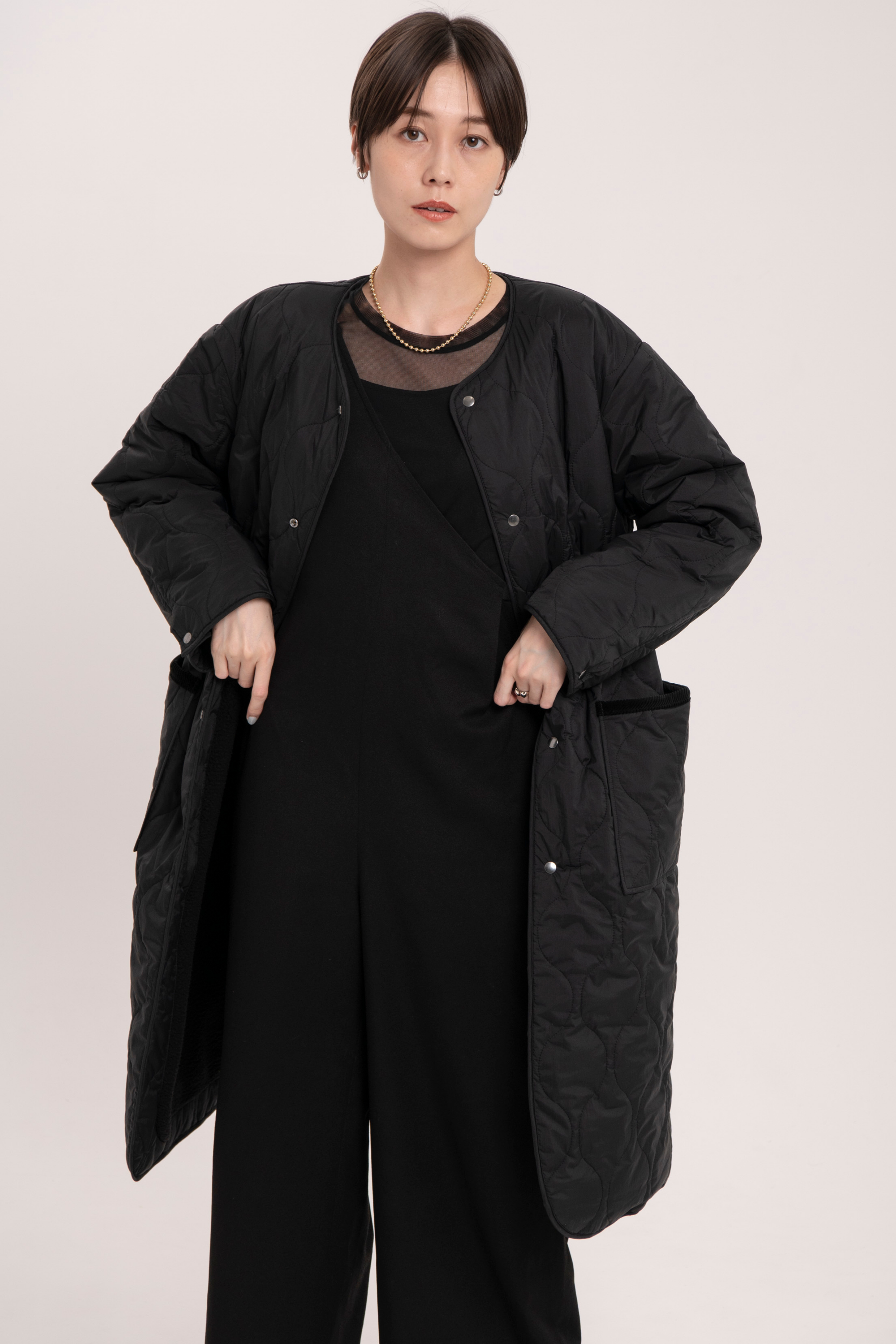 リバーシブルボアキルティングコート-Unisex