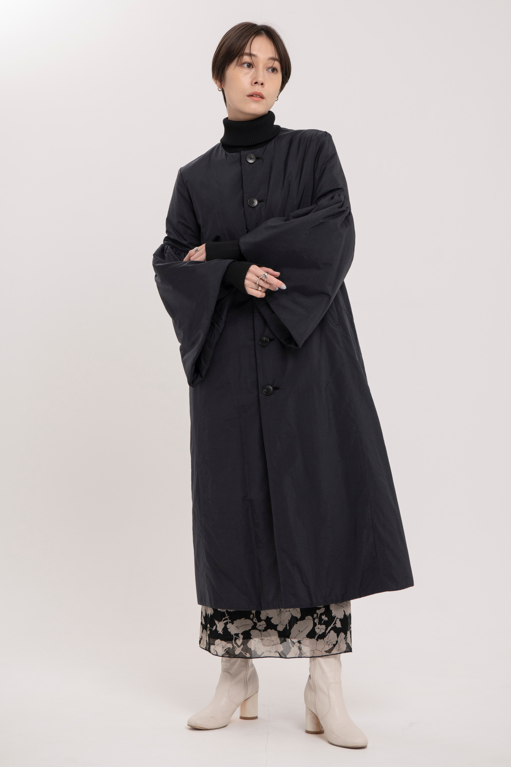 Balloon sleeve coat-Women 