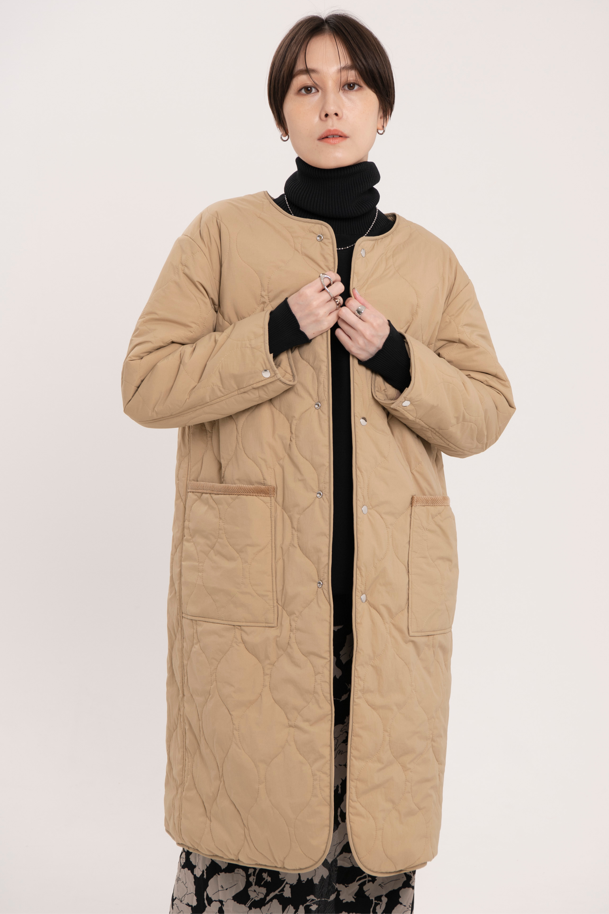 リバーシブルボアキルティングコート-Unisex