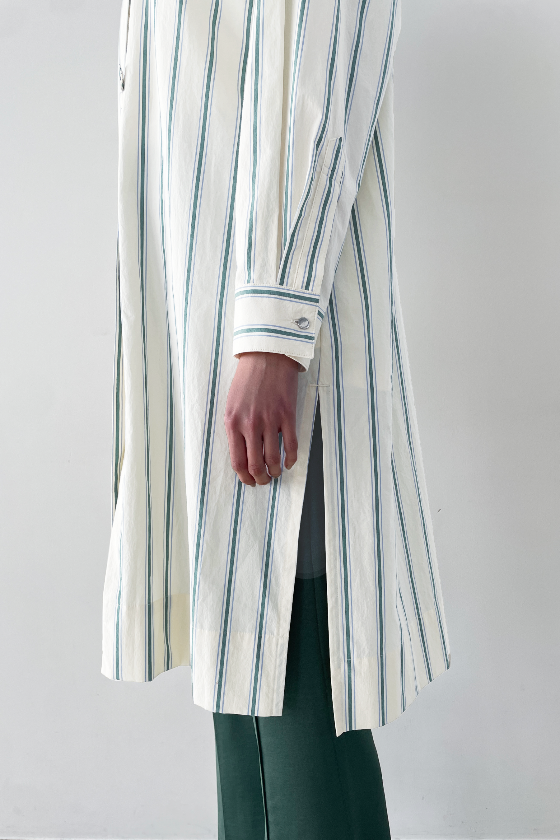 Stand Collar Gown Dress: Striped - Unisex 