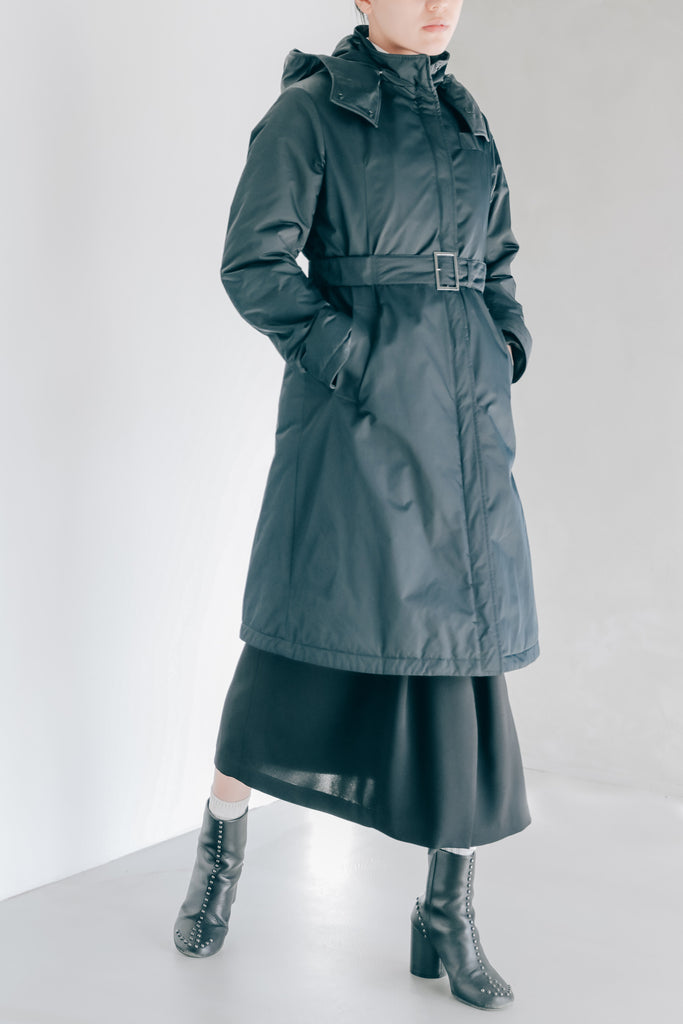 Waist Mark Parka Coat-Women 